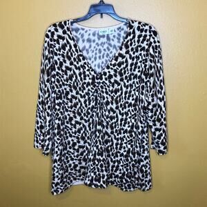 Cato Animal Print V-Neck Sweater, 18/20W